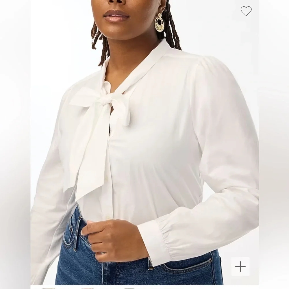 J Crew Bow Tie Neck Top White XS NWT
